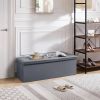 Light Grey Faux Leather Upholstered End of Bed Storage Bench Ottoman