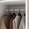 Mid-Century Wardrobe Armoire with Louver Doors Storage Drawers and Hanging Rod