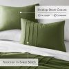 King size Microfiber Pleated Soft Lightweight Comforter Set in Olive Green