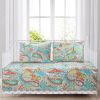 beddingAqua Paisley Floral 4 Piece Daybed Cover Set