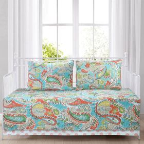 beddingAqua Paisley Floral 4 Piece Daybed Cover Set