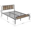 Queen size Grey Wood Metal Platform Bed Frame with Rounded Headboard Footboard
