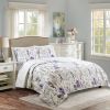 King Size Lightweight Purple Grey Floral Quilt Set
