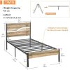 Twin Industrial Farmhouse Rustic Wood / Metal Platform Bed Frame with Headboard