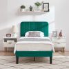 Twin size Green Upholstered Platform Bed Frame with Headboard