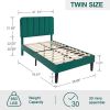 Twin size Green Upholstered Platform Bed Frame with Headboard