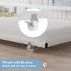 White Metal Twin over Twin Bunk Bed with Twin size Roll-Out Trundle Bed Frame