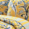 Full/Queen Yellow Blue Peacocks Floral Lightweight Cotton 3-Piece Quilt Set