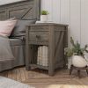 Farmhouse 1-Drawer Bedroom Nightstand with Open Shelf
