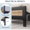 Industrial Metal Wood Rivet Platform Bed Frame with Headboard and Footboard