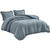 Blue Oversized Ruffled Edge Microfiber Comforter Set