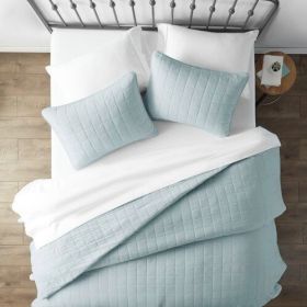 Light Blue Microfiber Farmhouse Coverlet Bedspread Set