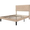 Linen Platform Bed Frame with Button Tufted Headboard