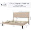 Linen Platform Bed Frame with Button Tufted Headboard