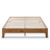 Mid-Century Modern Solid Wood Platform Bed Frame in Natural