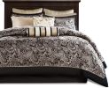 Black Gold Paisley 12 Piece Cotton Polyester Comforter Set