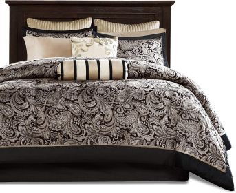 Black Gold Paisley 12 Piece Cotton Polyester Comforter Set
