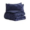 Navy All Season Pleated Hypoallergenic Microfiber Reversible 3 Piece Comforter Set