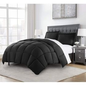 Black Reversible Microfiber Down Alternative Comforter