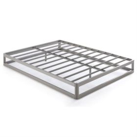 Grey Modern Low Profile Heavy Duty Metal Platform Bed Frame