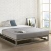 Grey Modern Low Profile Heavy Duty Metal Platform Bed Frame