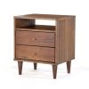 Farmhouse Rustic Mid Century 2 Drawer Nightstand