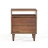 Farmhouse Rustic Mid Century 2 Drawer Nightstand