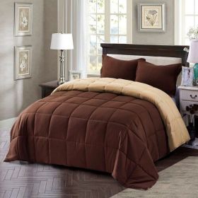 Brown Traditional Microfiber Reversible 3 Piece Comforter Set