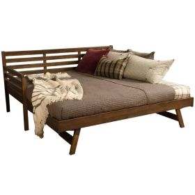 Solid Wood Day Bed Frame with Pull-out Pop Up Trundle Bed