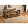 Solid Wood Day Bed Frame with Pull-out Pop Up Trundle Bed