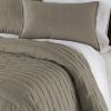 Taupe Modern Brick Stitch Microfiber Reversible 3 Piece Comforter Set