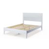 White Rustic Mid Century Slatted Platform Bed