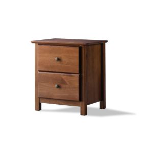 Farmhouse Solid Pine Wood 2 Drawer Nightstand