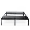 Black Metal Platform Bed Frame with Headboard Attachment Slots