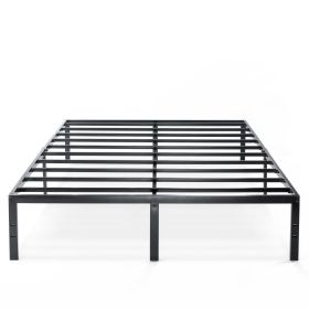Black Metal Platform Bed Frame with Headboard Attachment Slots