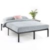 Black Metal Platform Bed Frame with Headboard Attachment Slots