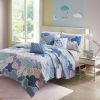 Kids Blue Pink Unicorn Clouds Quilt Coverlet Bedspread Set