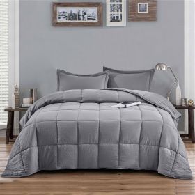 GreyTraditional Microfiber Reversible 3 Piece Comforter Set