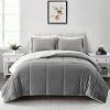 Grey Plush Microfiber Reversible Comforter Set