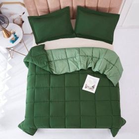 Green Traditional Microfiber Reversible 3 Piece Comforter Set