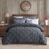 Grey All Season Pleated Hypoallergenic Microfiber Reversible 3 Piece Comforter Set