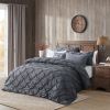 Grey All Season Pleated Hypoallergenic Microfiber Reversible 3 Piece Comforter Set