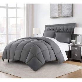 Grey Reversible Microfiber Down Alternative Comforter