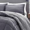 Grey Plush Sherpa Reversible Micro Suede Comforter