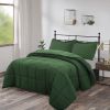 Green 3 Piece Microfiber Reversible Comforter Set