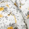 White Yellow Grey 3 Piece Reversible Floral Birds Cotton Quilt Set