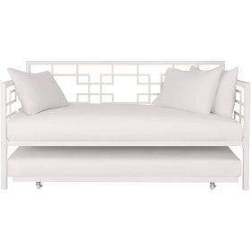 Contemporary Metal Daybed Frame with Twin Pull-Out Trundle Bed
