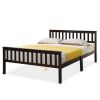 Modern Espresso Solid Pine Wooden Platform Bed Frame - Full Size