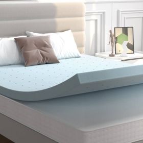 Soft Gel Memory Foam Mattress Topper in Light Blue