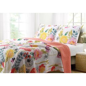 3-Piece Cotton Quilt Set with Multi-Color Floral Pattern